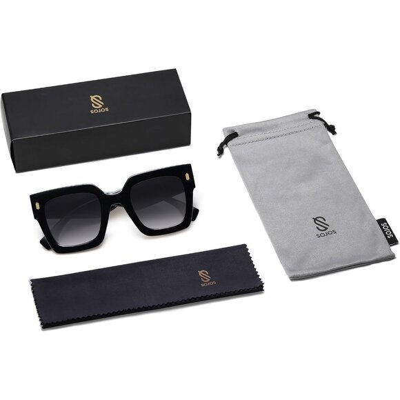 ? Women Black Retro  Square Sunglasses Vintage Oversized Luxury Big Eyewear main image 5